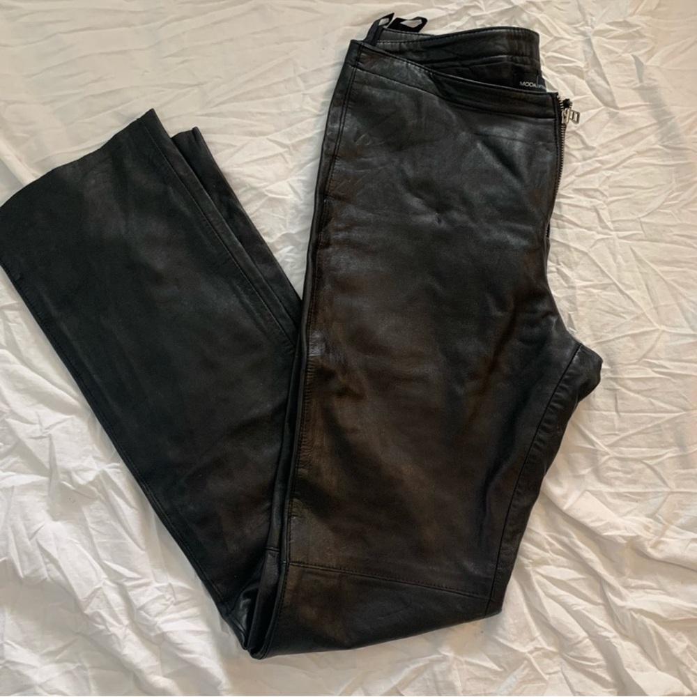 Moda International Black Leather Pants